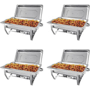 Jacgood Chafing Dish Buffet Set, 4 Pack, 8 Quart Half Pan, Stainless Steel Food Warmer with Water Pans and Fuel Holders