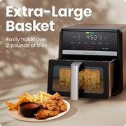 Chefman TurboFry 9-Quart Air Fryer, 7-in-1 Digital Touchscreen, 1750W, Black, Nonstick Basket, 450F RJ38-9TW-V2