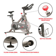 Sunny Health & Fitness Synergy Magnetic Indoor Cycling Bike, 30 lb Flywheel, Silent Belt Drive, Adjustable Seat & Handlebars, Tablet Mount, 275 lb Capacity, SF-B1879