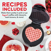 Dash Express Electric Waffle Maker, 8-Inch Heart-Shaped, Dual Nonstick Surfaces, Quick Heat-Up, Compact Red