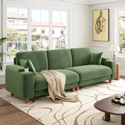 HOMSHADE 101 in Sofa Couch, 24 in Deep Seat, Corduroy Upholstered, Oversized Loveseat with Storage Armrest, Cup Holder, 2 Pillows, Green
