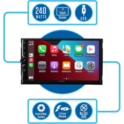 Jensen J3CA7W 7 in LED Apple CarPlay Android Auto Bluetooth Double DIN Car In-Dash Unit