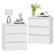 Homfa 1046155 2 Pcs White Nightstand with 3 Drawers, Sofa Table for Living Room, Modern Wooden Storage Cabinet for Bedroom