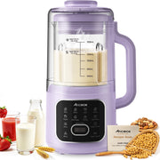 AlfaBot Nut Milk Maker, 10-in-1 Automatic Soy Milk Machine, 50oz Capacity, 800W, Stainless Steel Jar, Self-Clean, Delay Start, Keep Warm, Purple, N4-01