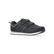 Athletic Works Silver Series 3 Men's Wide Width Running Sneakers, Black, Hook-and-Loop Closure, Cushioned Memory Foam Insole
