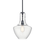 Kichler 42141BK Everly Black Transitional Clear Glass Teardrop Pendant Light, Black