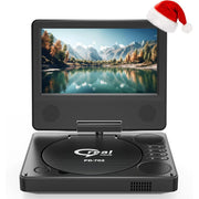 PJGCWB Portable DVD Player, 7.5-Inch Swivel LCD Screen, Rechargeable Battery, Supports CD/DVD/USB/SD, Black, PD-702