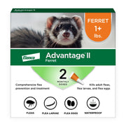 Advantage II Topical Flea Treatment for Ferrets 1+ lbs, Vet-Recommended, Fragrance-Free, Waterproof, 2-Month Supply, 86458101
