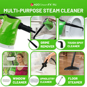 H2O 235-MKTM02-1P SteamFX Pro 2-in-1 Handheld and Floor Steam Cleaner, 450ml Tank, 17-Piece Accessory Kit, 13 ft Cord, 4 lb