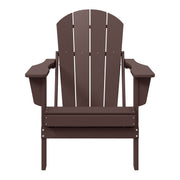 Polytrends Laguna Foldable Adirondack Outdoor Patio Chair, Dark Brown, Weather-Resistant HDPE Poly Plastic, Eco-Friendly, 34.5 in