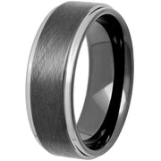 Brilliance Fine Jewelry Men's Black Two-Tone Tungsten Frozen Finish Step Edge Wedding Band 8MM TG14192-9