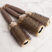 Olivia Garden NanoThermic Ceramic Ion Round Thermal Hair Brush 3-Piece Set Gold Chocolate 716-NTDL03