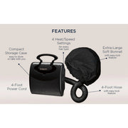 Conair SB1WM Black Soft Bonnet Hair Dryer with 4 Heat Settings and Extra-Large Bonnet