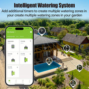 RainPoint 2-Zone Smart Wi-Fi Hose Timer with Brass Inlet, Outdoor Sprinkler Irrigation Controller, Green, HTV210B009W