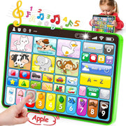 Adofi Trilingual Learning Tablet for Toddlers 1-3, Montessori Speech Therapy Toy with Music and Lights, STEM Educational Interactive Learning Tablet