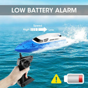 Zacro RC Battery-Powered Remote Control Boat, High-Speed 20+ MPH Racing, Blue, 2 Rechargeable Batteries, RH727