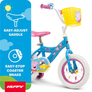 Huffy Peppa Pig 12 Inch Training-Wheel Bike, Blue, Fits Riders 37-42 Inches, Girls, 52855L