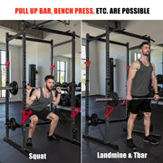Primy Power Rack 1000lb Capacity Adjustable Squat Stand Steel Frame Black 02LMJ-Black