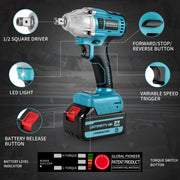 UNTIMATY Cordless Impact Wrench, 1/2 Inch Brushless Motor, 320 Ft-lbs Torque, 21V 3.0Ah Battery, Includes 7 Sockets, Blue
