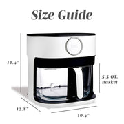 Cook With Color WGAF55 CRM Air Fryer, 5.5Qt Glass Basket, 1400W, 8 Presets, Adjustable Temperature, White