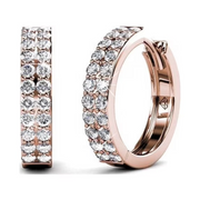 Cate & Chloe Alice 18k Rose Gold Plated 17mm Hoop Earrings with Swarovski Crystals Gift for Women, Rose Gold