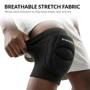BraceUP Kids Volleyball Knee Pads with Thick EVA Foam, Non-Slip Silicone Grip, Breathable Stretch Fabric, Black, XS