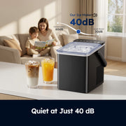 Simzlife Portable Countertop Ice Maker, 26 lb Daily Output, 9 Bullet Ice Cubes in 6 Minutes, Small and Large Ice Sizes, Self-Cleaning, 1.1L Water Tank, Black, IM021-B1BL