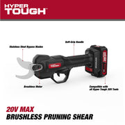 Hyper Tough 20V 2.0Ah Brushless Pruning Shear, Black