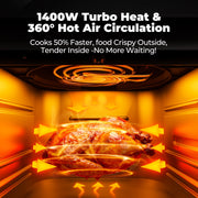 HOMSHADE 10QT Air Fryer Convection Oven, 10 Preset Cooking Modes, LED Digital Color Display, Visible Window, 1400W, Stainless Steel Interior