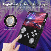 Colorfish Handheld Game Console, 8000+ Classic Games, 128GB SD Card, 3.5in IPS Screen, Dual-Core 1.2GHz, 2GB RAM, HDMI Output, 3000mAh Battery, Transparent Black