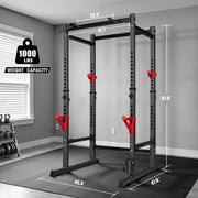 Primy Power Rack 1000lb Capacity Adjustable Squat Stand Steel Frame Black 02LMJ-Black