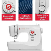 Singer M1150 Lightweight & Portable Sewing Machine With 45 Stitch Applications LED Light & 1-Step Buttonhole, White