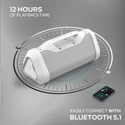 Monster 2MNSK0928W0L2 Blaster 3.0 Portable Speaker, 120W Wireless Bluetooth Speaker, IPX5 Rechargeable Waterproof Bluetooth Speaker with USB Charge Out & Aux Input, White