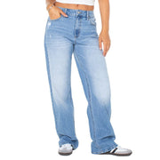Celebrity Pink Womens Slouchy Wide Leg Jeans, Relaxed Baggy Fit, High-Rise Waist, Light Wash Gray Denim, Size 11, 34 Inseam, J26259HF38WG