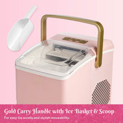 Paris Hilton PH12345-AR Countertop Portable Ice Maker, 26lb Daily Capacity, Pink