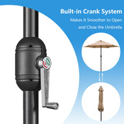 Abble 7.5ft Patio Umbrella with Hexagonal Polyester Canopy, Crank Lift, 6 Steel Ribs, Tan