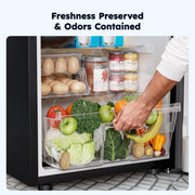 Simzlife 3.2 Cu Ft Two Door Mini Refrigerator with Freezer, Adjustable Removable Glass Shelves, Silver Matte Finish, RF-H