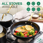 Chef Power Ceramic Cookware Sets, 10Pcs Pots and Pans Set Non Stick, Cookware Set with Stainless Steel Handle