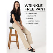 Lee Womens Wrinkle Free Relaxed Fit Straight Leg Pants, Mid Rise, Black, Size 18 Short, 46375