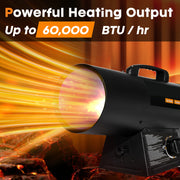 Habitio 60,000 BTU Forced Air Propane Heater with 10-ft Hose with Regulator