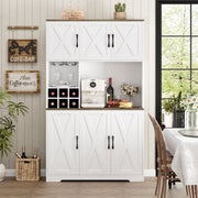 Homfa 70.9in Tall Kitchen Pantry Cabinet with Microwave Countertop, Farmhouse Buffet Hutch, 6 Doors, White