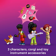 LEGO Friends Music Store & Apartment Building Set, Interactive Playset with 483 Pieces, Includes Minidolls and Marimba the Corgi, Ages 7+