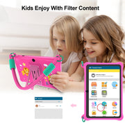 Baken Kids Tablet, 7 Inch HD IPS Touchscreen, 4GB RAM, 32GB Storage Expandable to 128GB, Android 13, WiFi, Bluetooth, Parental Controls, Dual Cameras, Pink Scratchproof Case with Lanyard