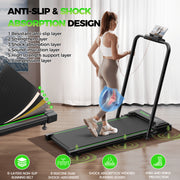 Patbrela 2 in 1 Foldable Walking Pad Treadmill with Handlebar, 2.5HP Motor, LED Display, Remote Control, Supports 300 lbs, Under Desk, Black