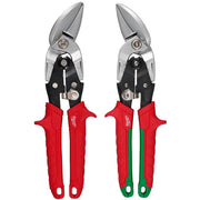 Milwaukee Electric 2 Piece Offset Aviation Snip Set, Forged Alloy Steel Blades, Chrome/Red Handles, 10 in, Left and Right Offset, 48-22-4553