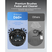 Enboya D60+ Robot Vacuum Cleaner - Self-Emptying Base, 9000Pa Suction, Wi-Fi/App/Voice Control Smart Vacuum