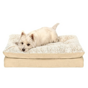 FurHaven Orthopedic Pillow Top Mattress Pet Bed, Embossed Faux Fur & Suede, Taupe, Medium, 30in x 20in x 3in