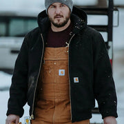 Carhartt 106673-BLK Loose-Fit Firm Duck Insulated Flannel-Lined Active Jacket for Men, Black, XL