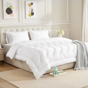 HOMTEC California King Duvet Insert, All-Season Down Alternative with Breathable 100% Cotton Shell, Wave Quilting, 4 Corner Tabs, White
