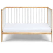 Baby Cache Deux Remi 3-in-1 Convertible Baby Crib, Durable Wood, Two-Tone Natural and White Finish, Four Adjustable Mattress Heights, 27900-NWH